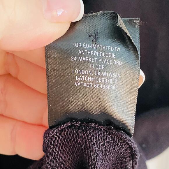 Anthropologie Blouse Womens Small Black Tie Neck Wrap Front Knit Top Surplice - Picture 6 of 7